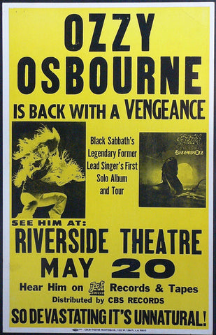 Ozzy Osbourne - Riverside Theatre, Milwaukee - 20th May 1981