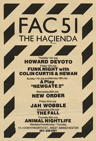 FAC51 - The Hacienda, Whitworth Street West , Manchester - Concert Poster